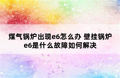 煤气锅炉出现e6怎么办 壁挂锅炉e6是什么故障如何解决